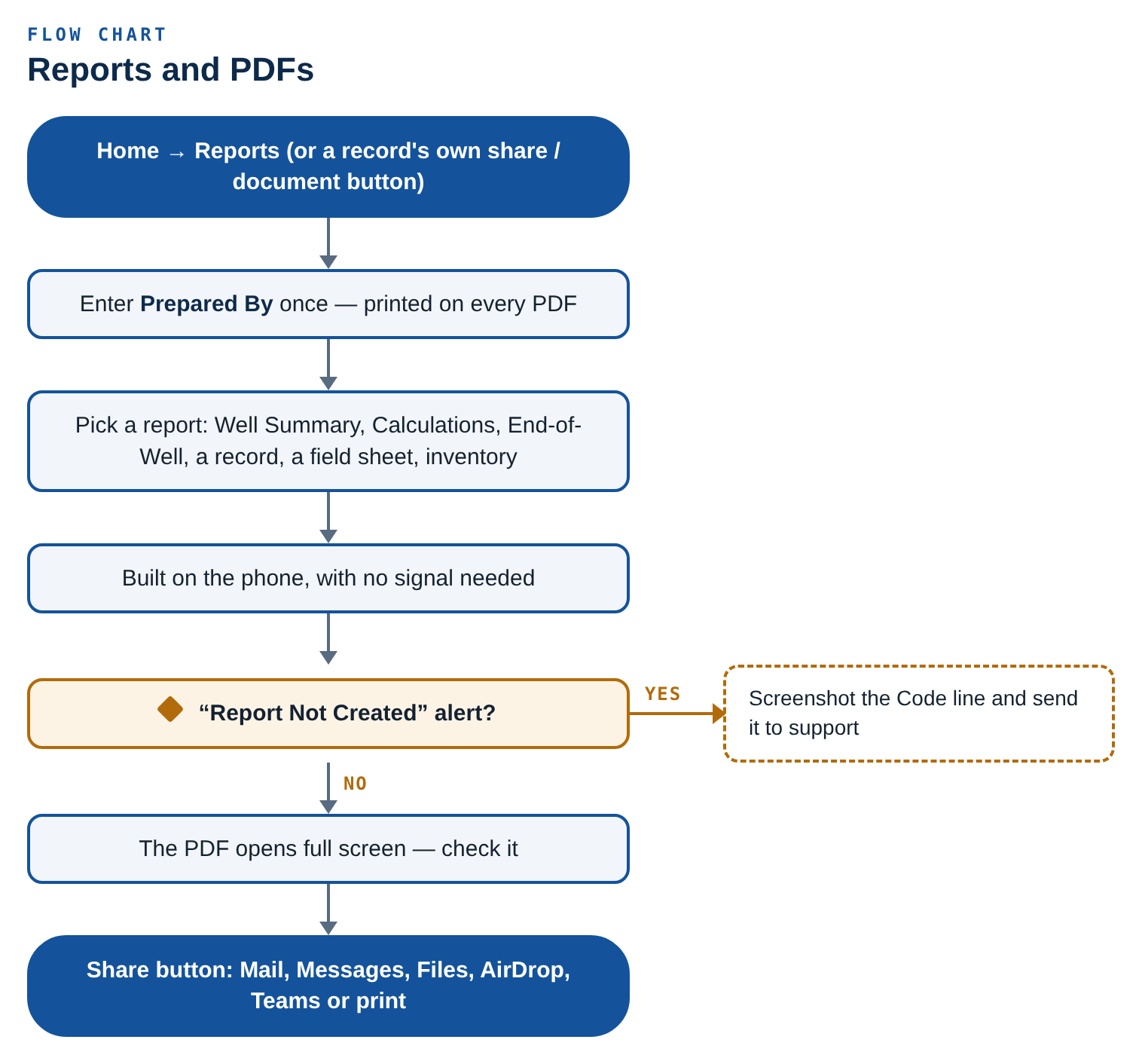 Flow chart: reports and PDFs